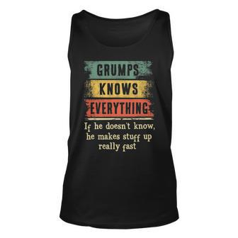 Mens Grumps Knows Everything Grandpa Fathers Day Gift Unisex Tank Top - Seseable
