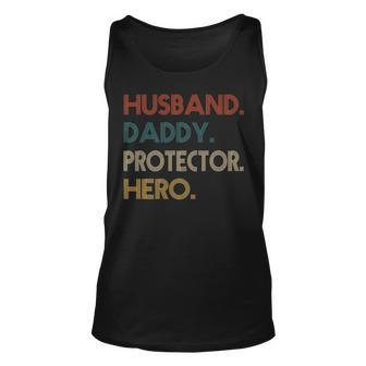 Mens Husband Daddy Protector Hero Fathers Day Gift Dad Son Unisex Tank Top - Seseable