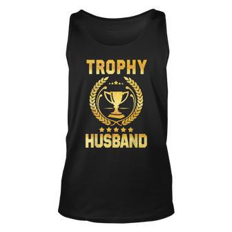 Mens Husband Trophy Cup Design Dad Gift Fathers Day Unisex Tank Top | Mazezy