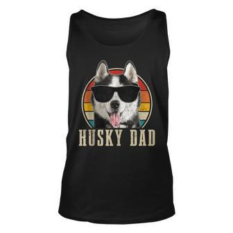 Mens Husky Dad Funny Dog Sunglasses Vintage Siberian Husky Unisex Tank Top - Seseable