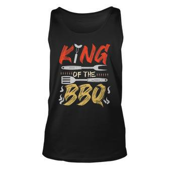 Mens King Of The Bbq Funny Dad Grilling Bbq Fathers Day Men Unisex Tank Top - Thegiftio UK
