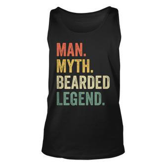 Mens Man Myth Bearded Legend Funny Dad Beard Fathers Day Vintage Unisex Tank Top - Seseable