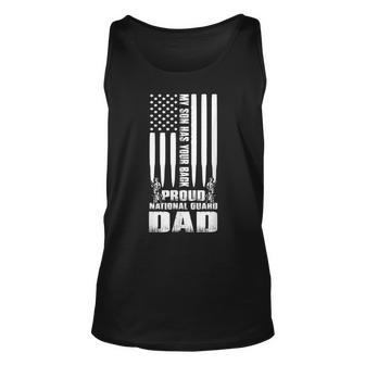 Mens My Son Has Your Back Proud National Guard Dad Army Dad Unisex Tank Top - Seseable