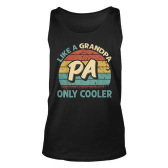 Mens Pa Like A Grandpa Only Cooler Vintage Dad Fathers Day Unisex Tank Top - Seseable