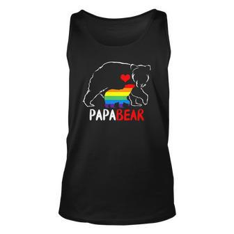 Mens Papa Bear Proud Dad Daddy Rainbow Flag Lgbt Pride Father Day Men Women Tank Top Graphic Print Unisex - Thegiftio UK