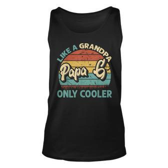 Mens Papa G Like A Grandpa Only Cooler Vintage Dad Fathers Day Unisex Tank Top - Seseable