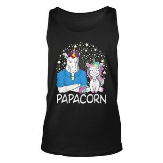 Mens Papacorn Unicorn Dad And Baby Daddy Fathers Day Unisex Tank Top | Mazezy