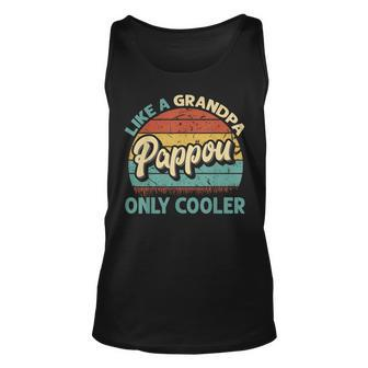 Mens Pappou Like A Grandpa Only Cooler Vintage Dad Fathers Day Unisex Tank Top - Seseable
