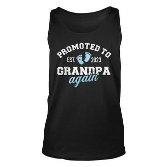 Mens Promoted To Grandpa 2023 Again Unisex Tank Top | Mazezy