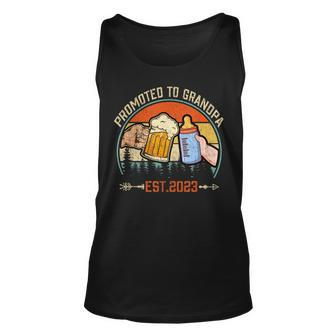 Mens Promoted To Grandpa 2023 Funny For New Grandpa Unisex Tank Top - Seseable