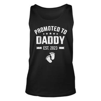 Mens Promoted To New Daddy 2023 Soon To Be Dad Fathers Day Unisex Tank Top - Thegiftio UK