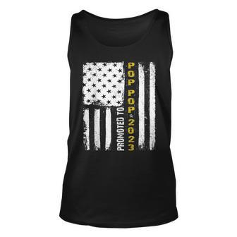 Mens Promoted To Pop Pop 2023 First Time Fathers Day New Dad Unisex Tank Top - Thegiftio UK