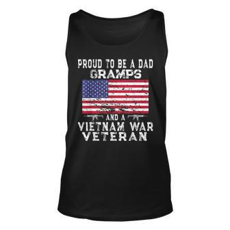 Mens Proud Dad Gramps Vietnam Veteran - Vintage Us Flag Grandpa Unisex Tank Top - Seseable