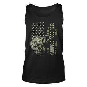 Mens Reel Cool Grandpa Camouflage American Flag Fathers Day Gift Unisex Tank Top - Seseable