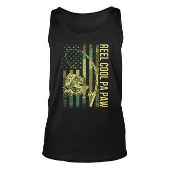 Mens Reel Cool Pa Paw American Flag Fisherman Reel Vintage Camo Unisex Tank Top - Seseable