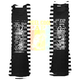 Mens Reel Cool Papa Vintage Fisherman Fathers Day Dad Fathers Day Unisex Tank Top - Thegiftio UK