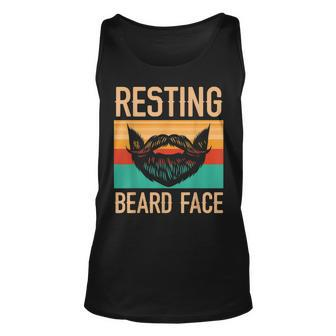 Mens Resting Beard Face Beard Lover Bearded Guy Mustache Unisex Tank Top | Mazezy