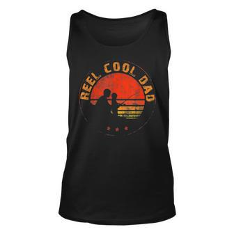 Mens Retro Reel Cool Dad Fishing Daddy Vintage Fathers Day Gift Unisex Tank Top - Seseable