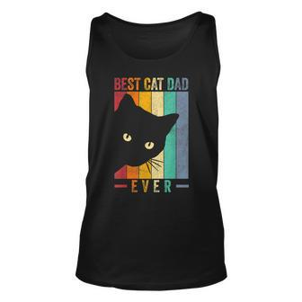 Mens Retro Vintage Best Cat Dad Ever Funny Cat Daddy Fathers Day Unisex Tank Top - Seseable
