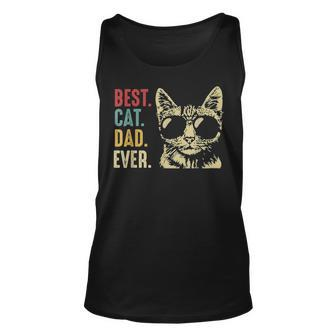 Mens Retro Vintage Best Cat Dad Ever T Fathers Day Gifts Unisex Tank Top - Seseable