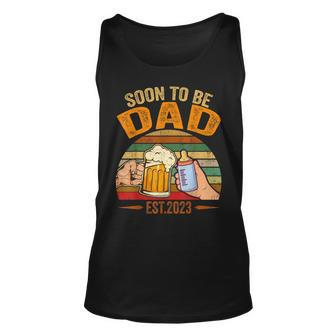 Mens Soon To Be Dad Est 2023 Fathers Day New Dad Vintage Mens Unisex Tank Top - Seseable