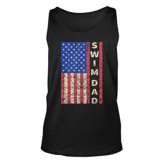 Mens Swim Dad American Flag Swimmer Fathers Day Gift Unisex Tank Top - Seseable