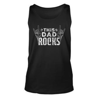 Mens This Dad Rocks Rock N Roll Heavy Metal Fathers Day Unisex Tank Top - Seseable
