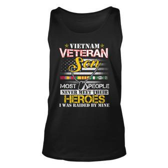 Mens Vietnam Veteran Son Raised By My Hero - Veteran Day Unisex Tank Top - Seseable