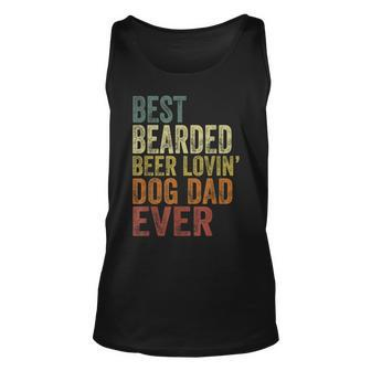 Mens Vintage Best Bearded Beer Lovin Dog Dad Pet Lover Owner Unisex Tank Top - Seseable