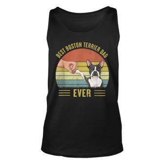 Mens Vintage Best Boston Terrier Dad Ever Fist Bump Funny Dog Unisex Tank Top - Seseable