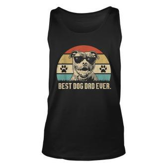 Mens Vintage Best Pitbull Dog Dad Ever Fathers Day Unisex Tank Top - Seseable