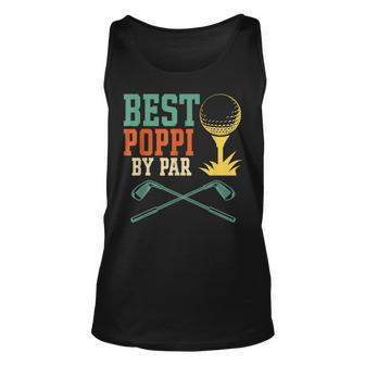 Mens Vintage Best Poppi By Par Disc Golf Gift Dad Fathers Papa Unisex Tank Top - Seseable