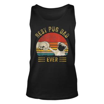 Mens Vintage Best Pug Dad Ever Funny Pug Daddy Fathers Day Gifts Unisex Tank Top - Seseable