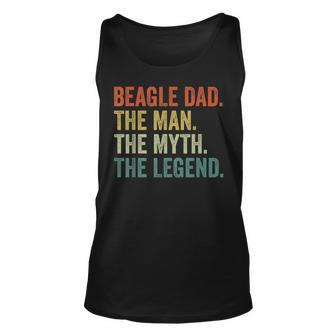 Mens Vintage Dog Dad Man Myth Legend Beagle Dad Day Unisex Tank Top - Seseable