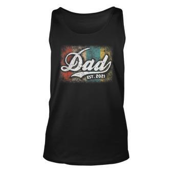 Mens Vintage Fathers Day Promoted To Dad Est 2021 New Dad Unisex Tank Top - Seseable