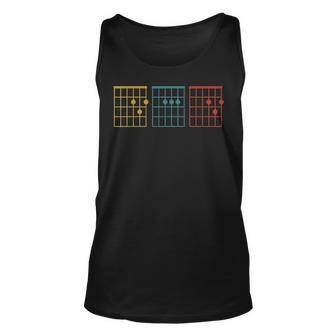 Mens Vintage Guitar Chord Dad Fathers Day Musician Unisex Tank Top - Seseable