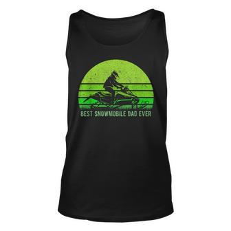 Mens Vintage Retro Best Snowmobile Dad Ever Funny Fathers Day Unisex Tank Top - Seseable