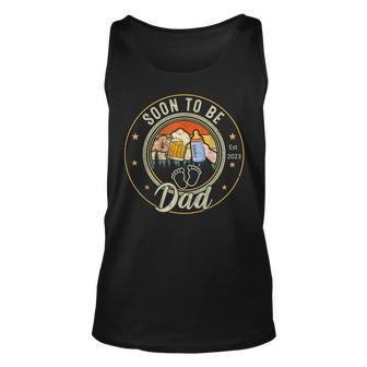 Mens Vintage Soon To Be Dad Est2023 Fathers Day New Dad Unisex Tank Top - Thegiftio UK