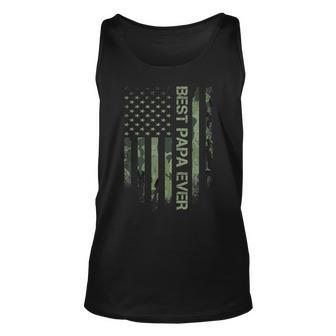 Mens Vintage Usa American Camo Flag Best Papa Ever Distressed Unisex Tank Top - Seseable