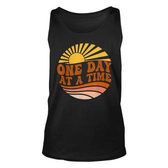 Mental Health Awareness One Day At A Time Retro Sunshine Unisex Tank Top | Mazezy