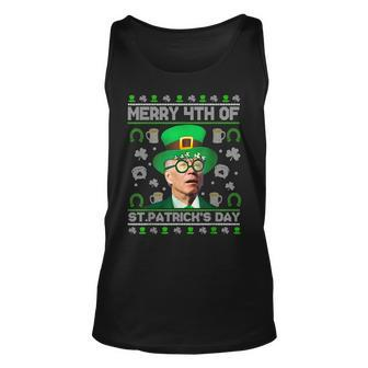 Merry 4Th Of St Patricks Day Joe Biden Leprechaun Hat Ugly Unisex Tank Top | Mazezy