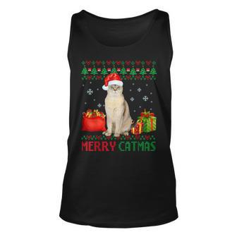 Merry Catmas Cat Ugly Christmas Burmilla Mom Dad Unisex Tank Top | Mazezy