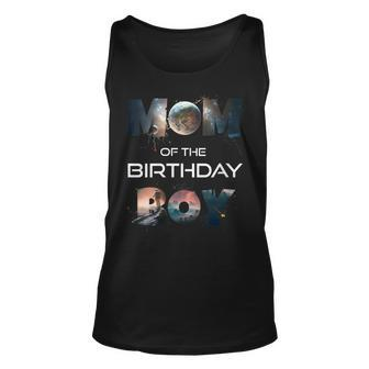 Womens Mom Of The Birthday Boy Cute Astronaut Outer Space Planets Tank Top | Mazezy