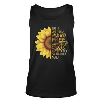 Mother Grandma Sunflower She Was Life Itself Wild And Free 45 Mom Grandmother Unisex Tank Top - Monsterry AU