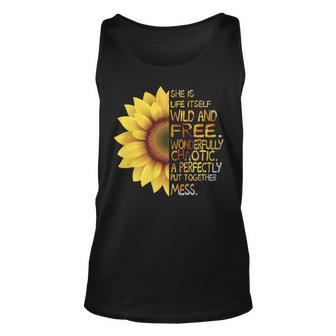 Mother Grandma Sunflower She Was Life Itself Wild And Free 45 Mom Grandmother V2 Unisex Tank Top - Monsterry AU