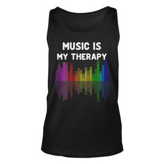 Music Is My Therapy Equalizer Dj Funny Musical Musician Unisex Tank Top - Seseable
