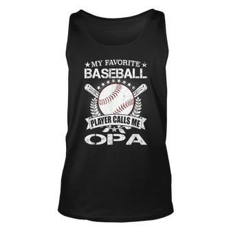 My Favorite Baseball Player Calls Me Opa American Flag Unisex Tank Top | Mazezy