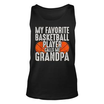 My Favorite Basketball Player Calls Me Grandpa Fathers Day Unisex Tank Top - Thegiftio UK