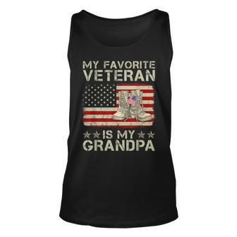 My Favorite Veteran Is My Grandpa Combat Boots American Flag Unisex Tank Top - Seseable
