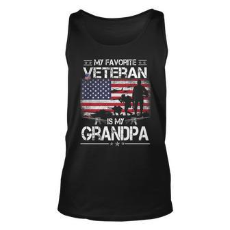 My Favorite Veteran Is My Grandpa - Flag Father Veterans Day Unisex Tank Top - Seseable